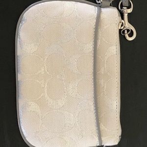 Coach Large Metallic Silver/Gray Wristlet.